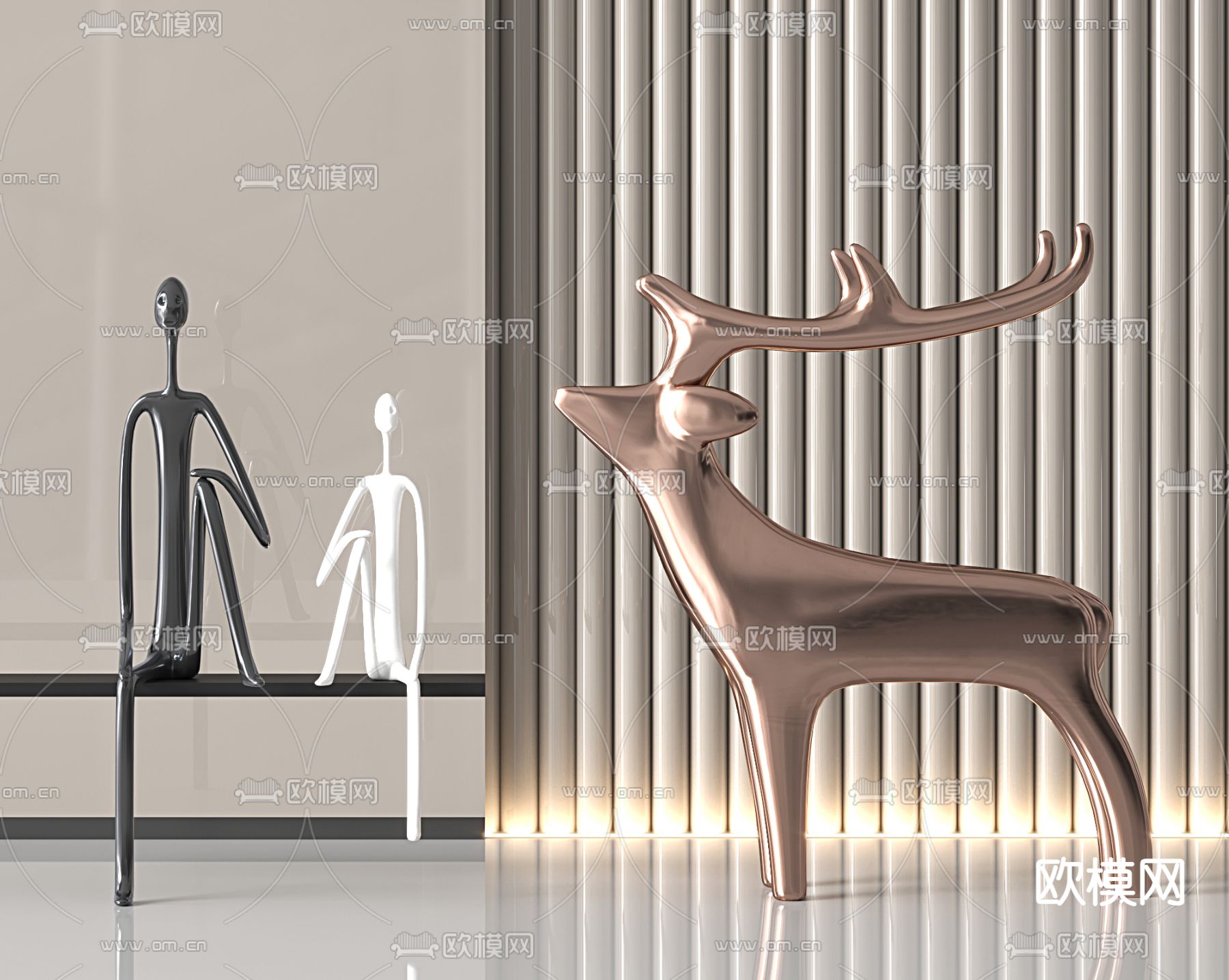 人物摆件 麋鹿雕塑3d模型