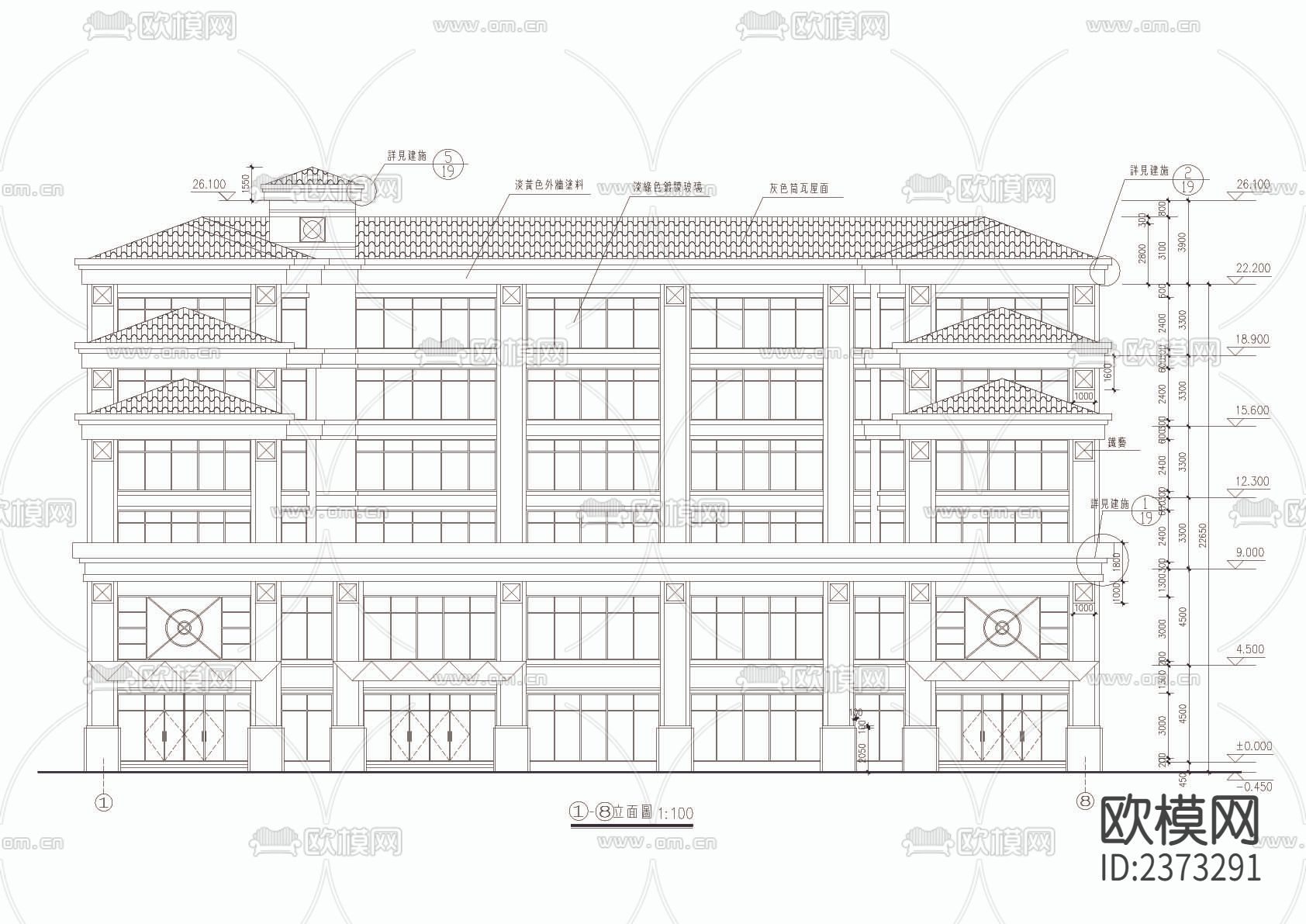 某旅馆大楼CAD施工图下载（渲染图6）