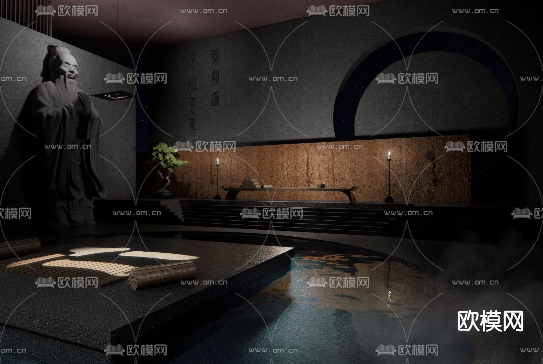 新中式孔子文化博物馆展厅su模型下载（渲染图3）