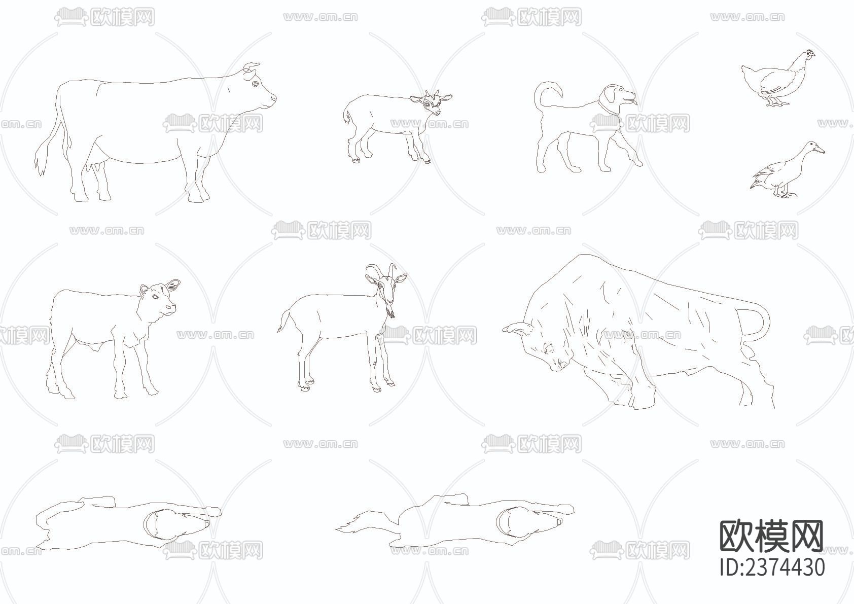 鱼缸动物cad平面图库下载（渲染图3）
