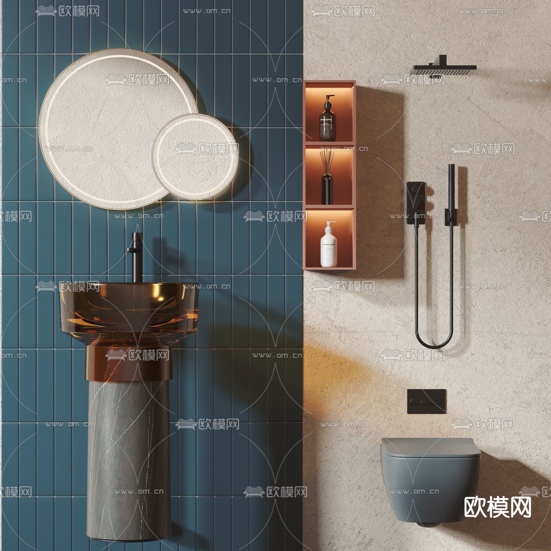 马桶 淋浴花洒 台盆3d模型下载