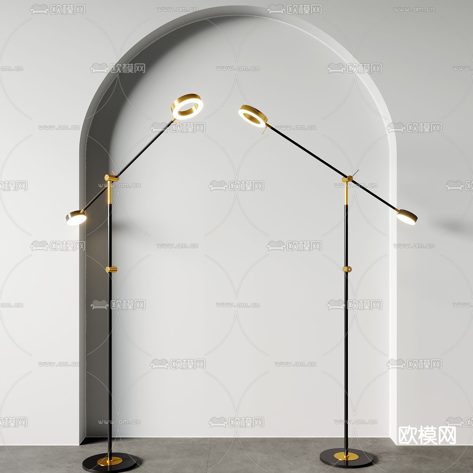 现代金属落地灯su模型下载（渲染图1）