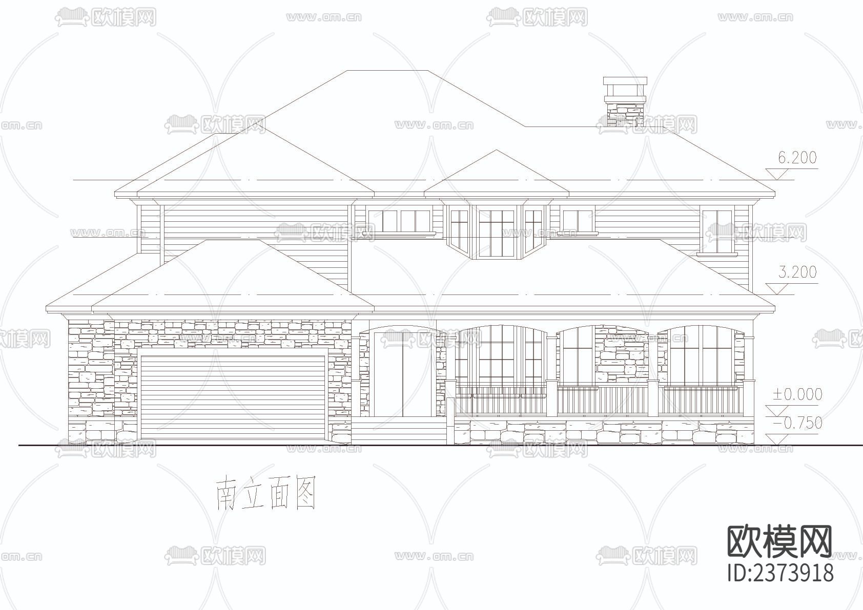 别墅cad施工图下载（渲染图5）