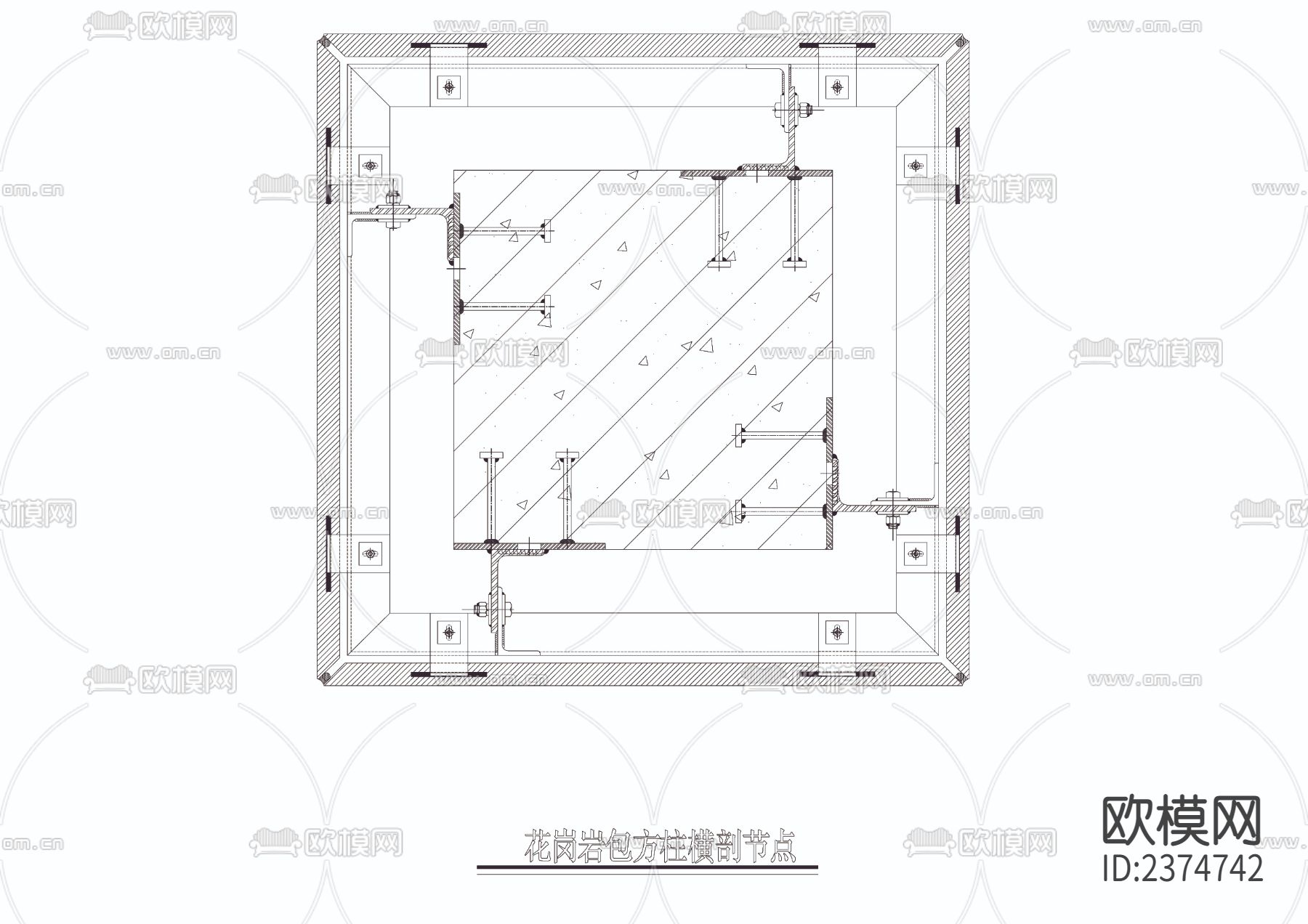 花岗岩干挂cad节点大样下载（渲染图5）