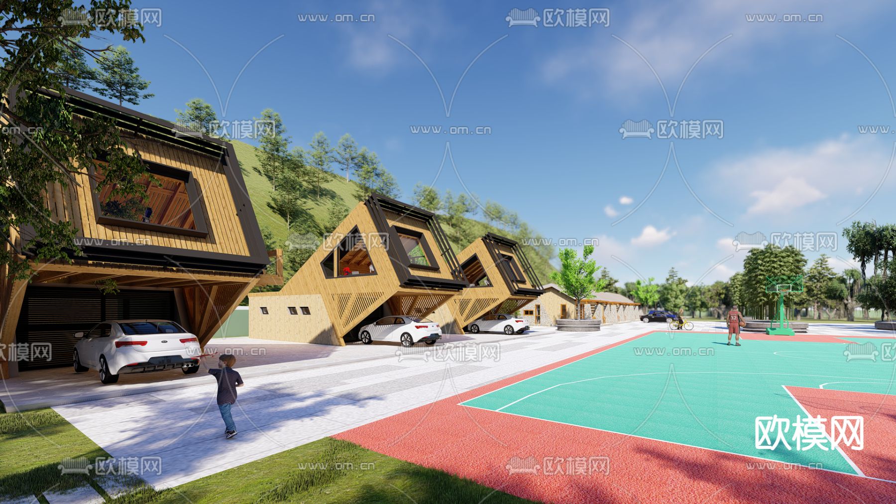 现代乡村民宿菜园基地su模型下载（渲染图6）