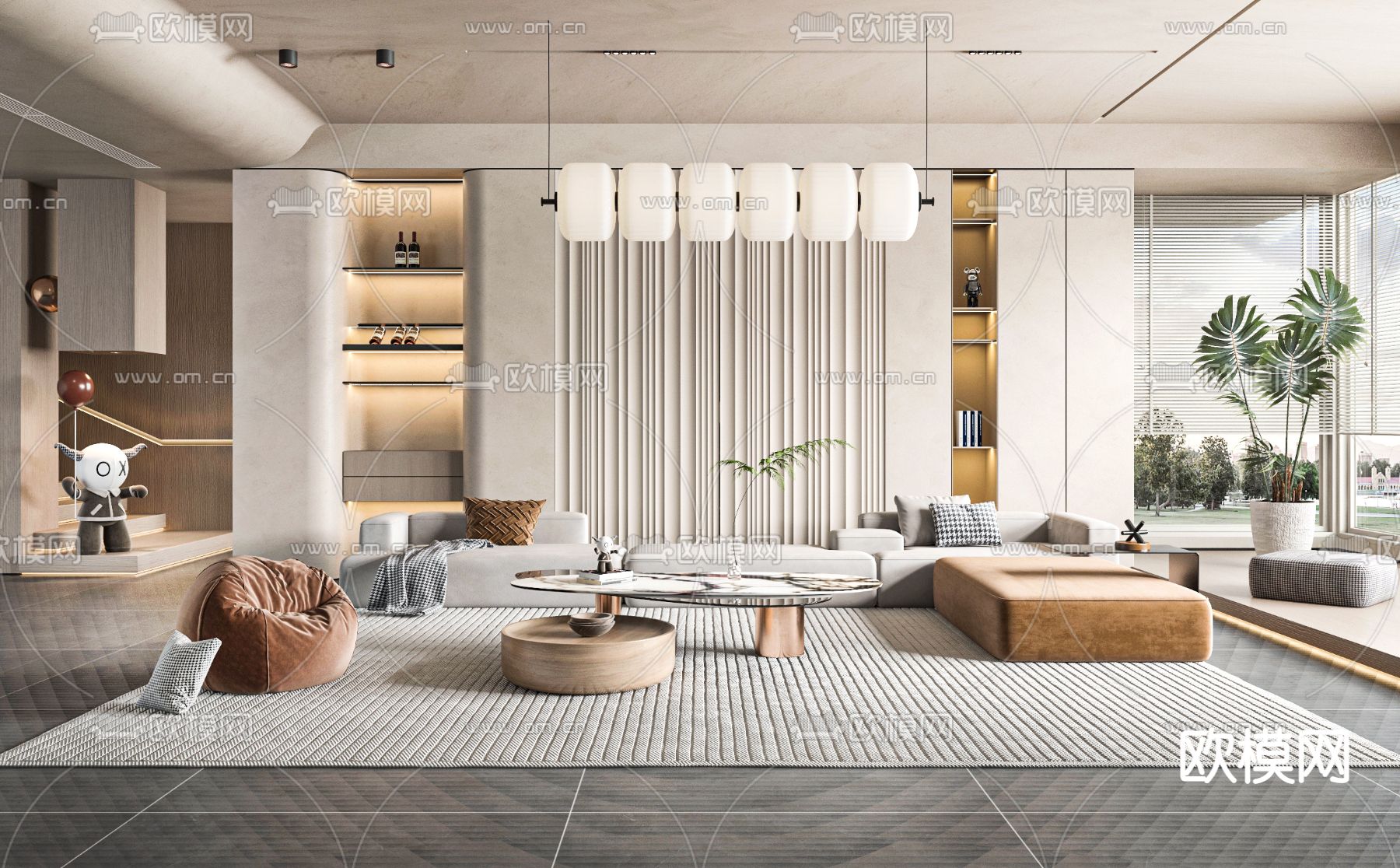 侘寂客厅3d模型下载