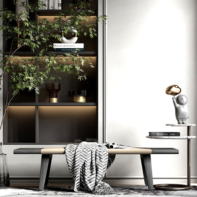  现代轻奢沙发凳su模型 