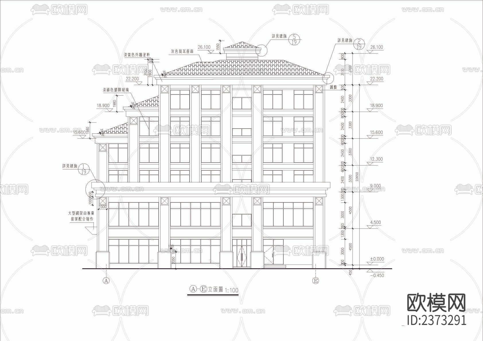 某旅馆大楼CAD施工图下载（渲染图3）