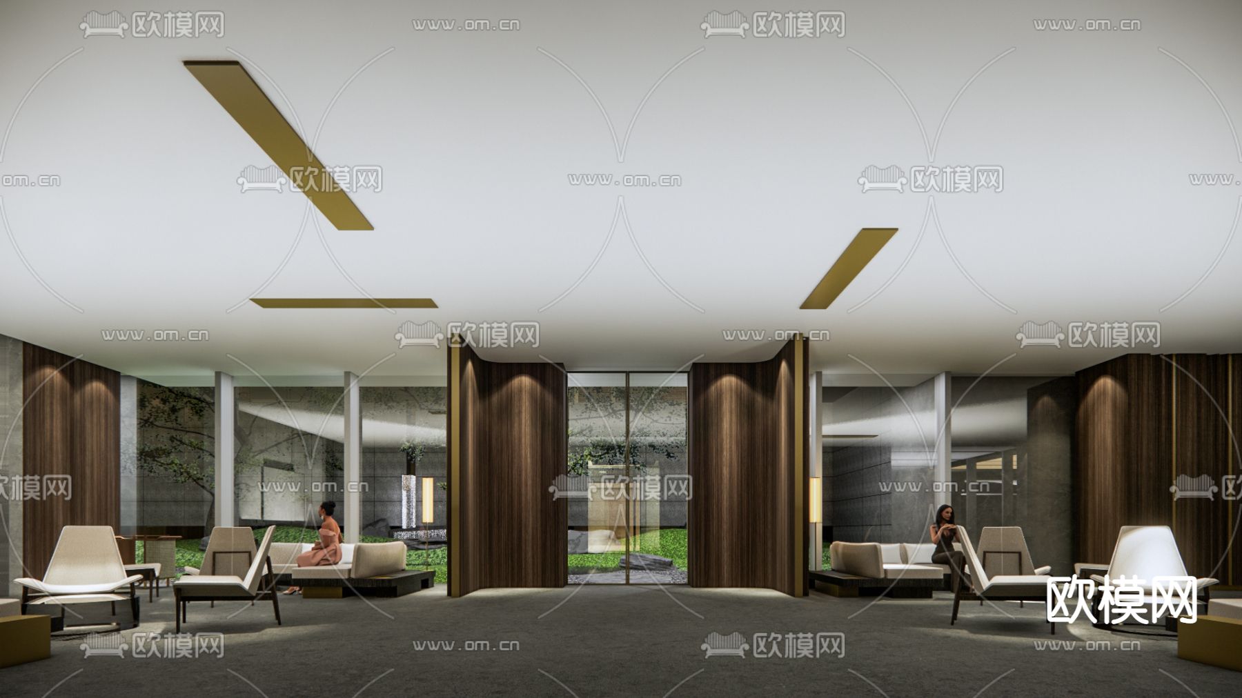 现代豪宅小区园林景观su模型下载（渲染图2）