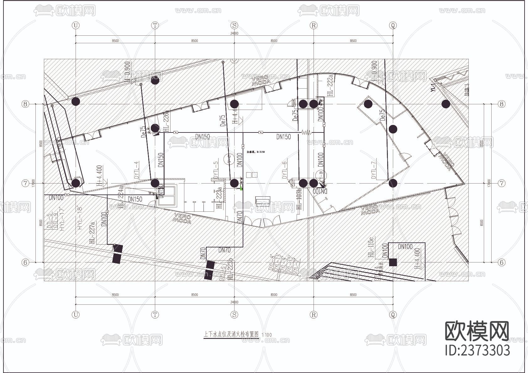某商场全套消防CAD施工图下载（渲染图3）