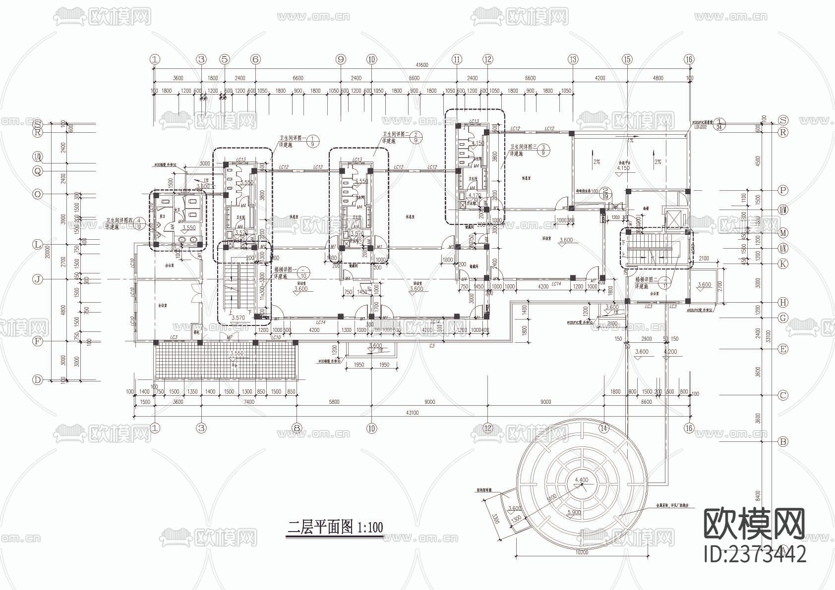 某幼儿园建筑CAD施工图下载（渲染图3）