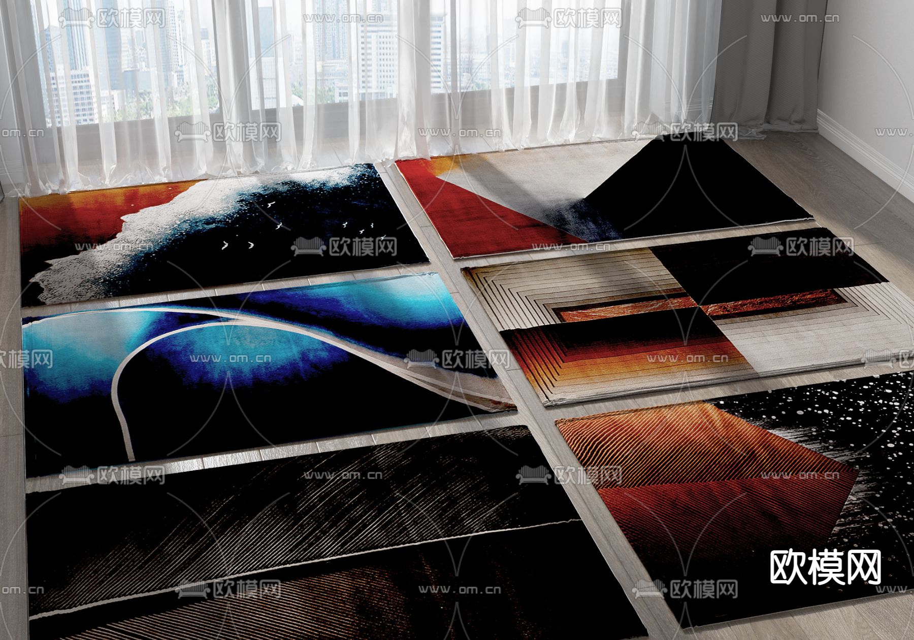 现代地毯 方毯3d模型