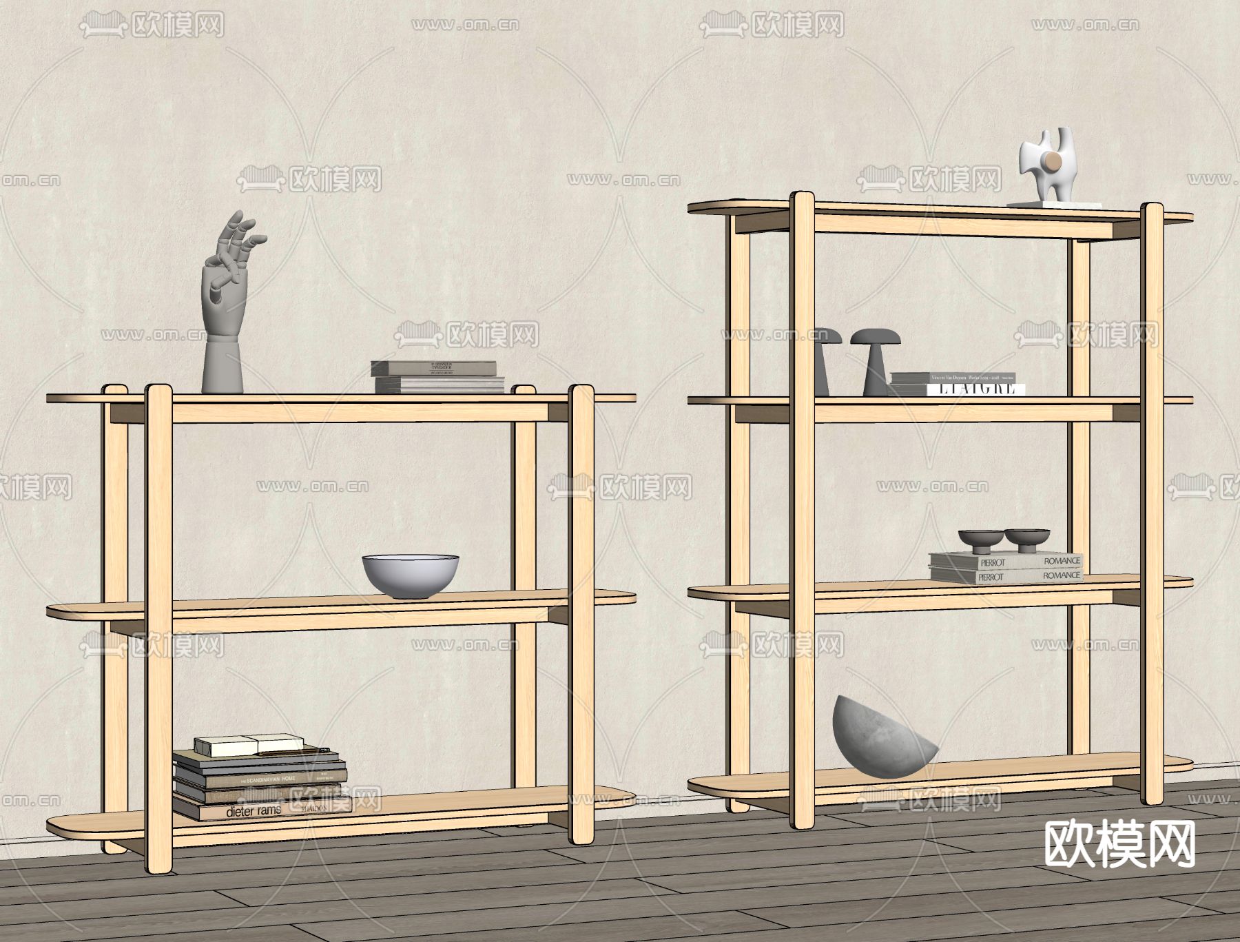 现代置物架 储物架su模型下载（渲染图3）