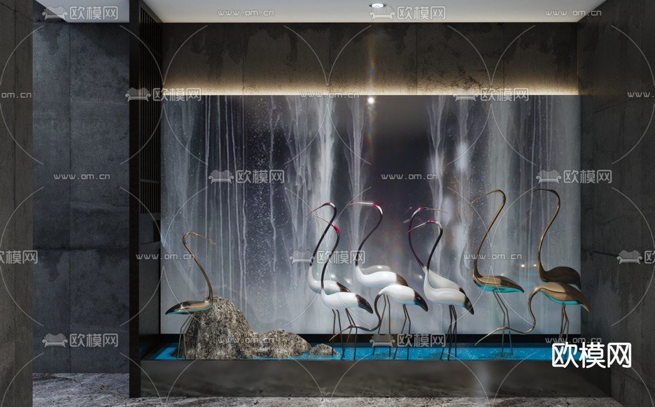 新中式茶室免费3d模型下载(渲染图3)