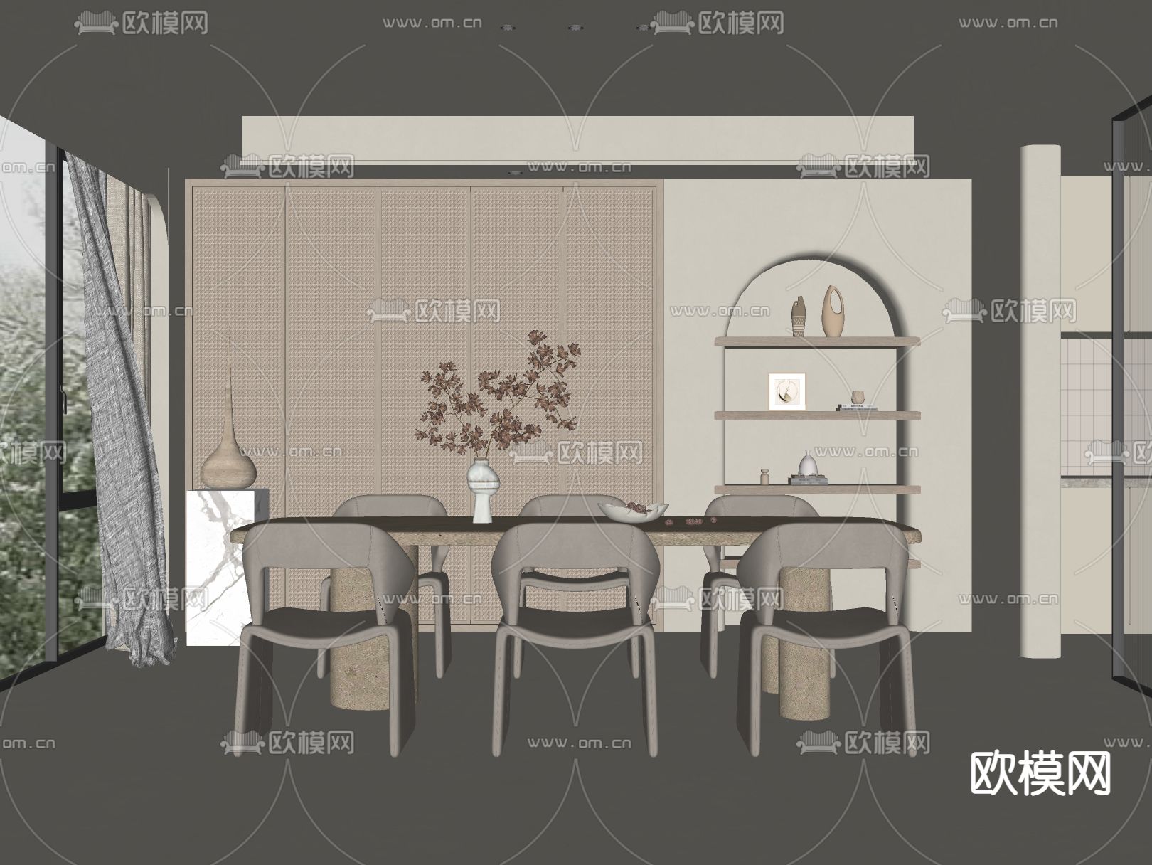 侘寂风餐厅su模型下载（渲染图2）