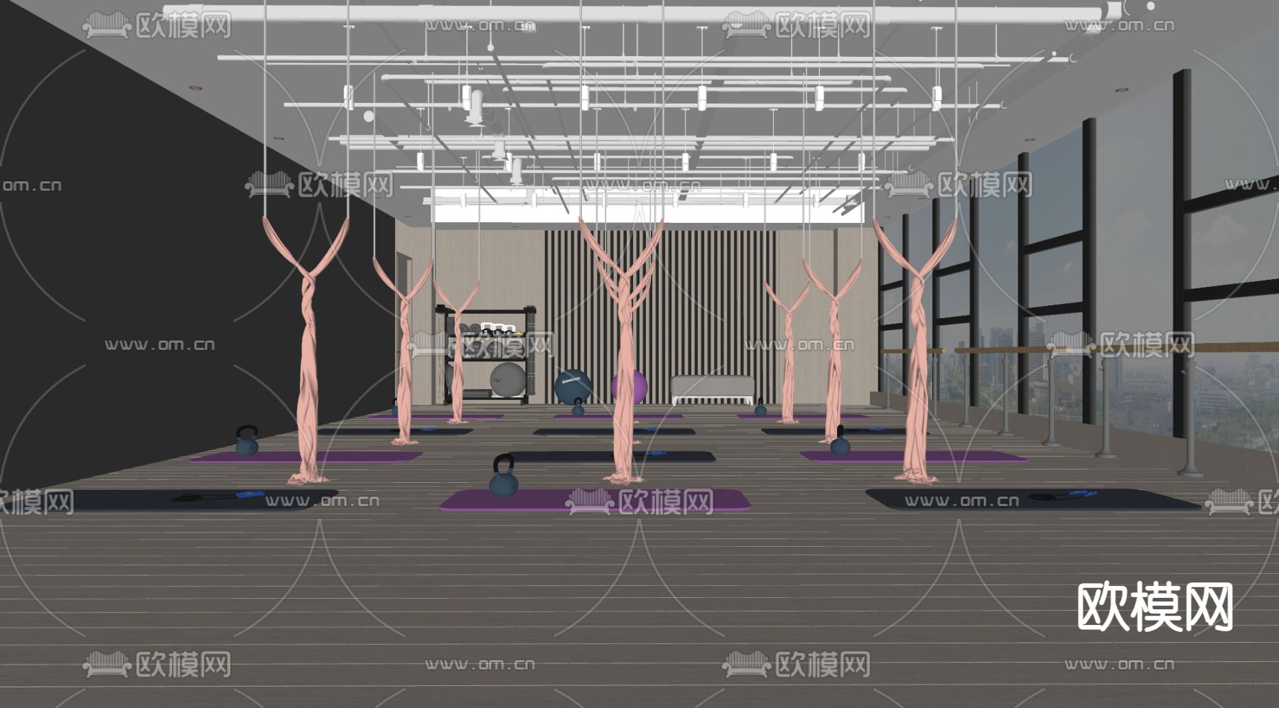 工业风瑜伽室su模型下载（渲染图2）