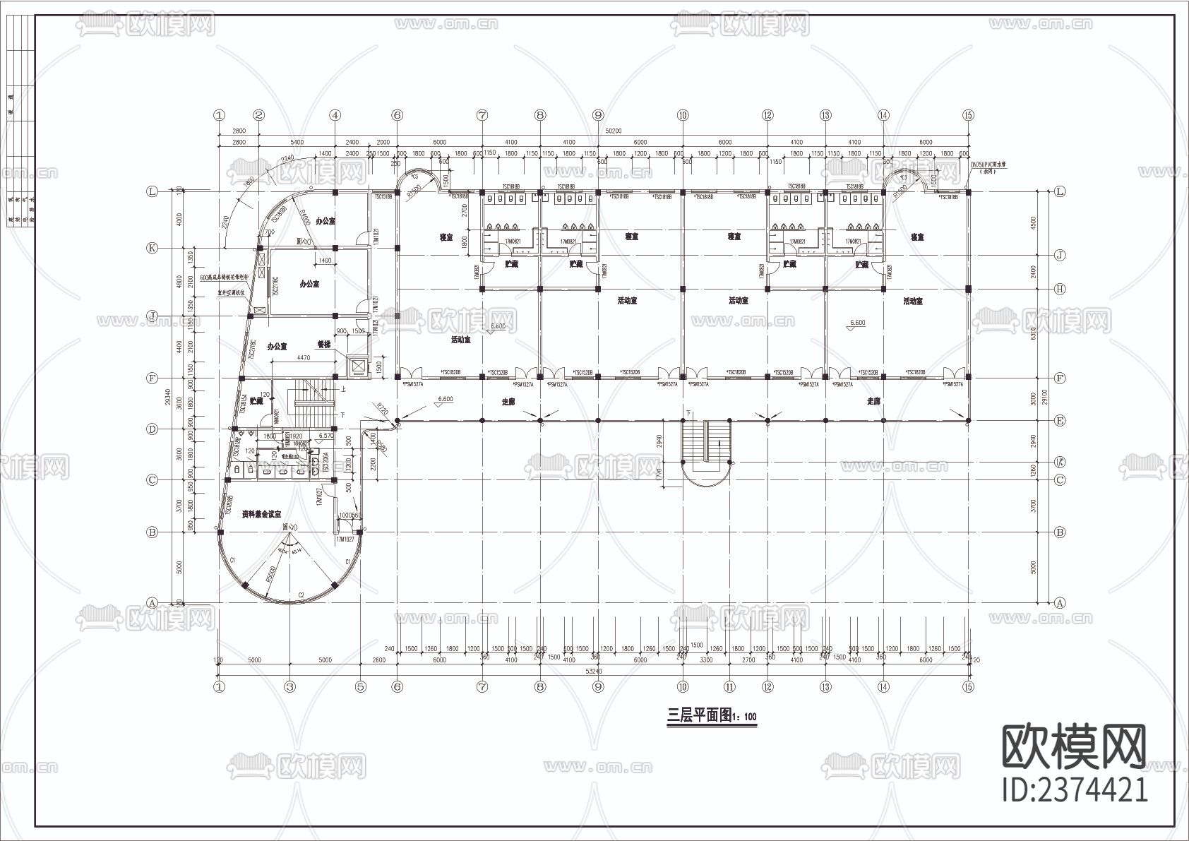 幼儿园教学楼CAD施工图下载（渲染图4）
