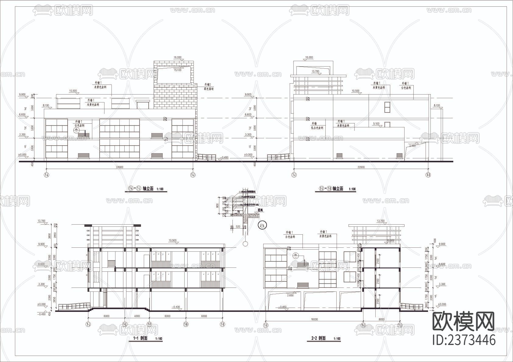 某幼儿园建筑CAD施工图下载（渲染图3）