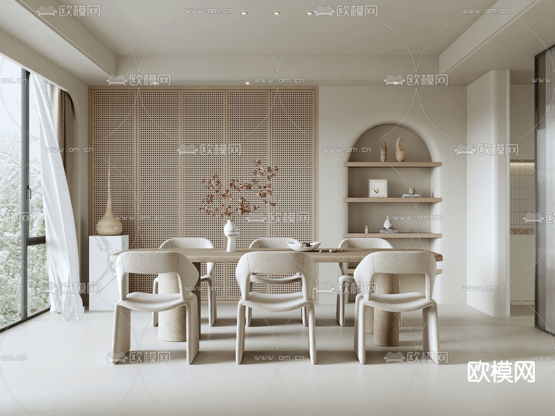 侘寂风餐厅su模型下载（渲染图1）