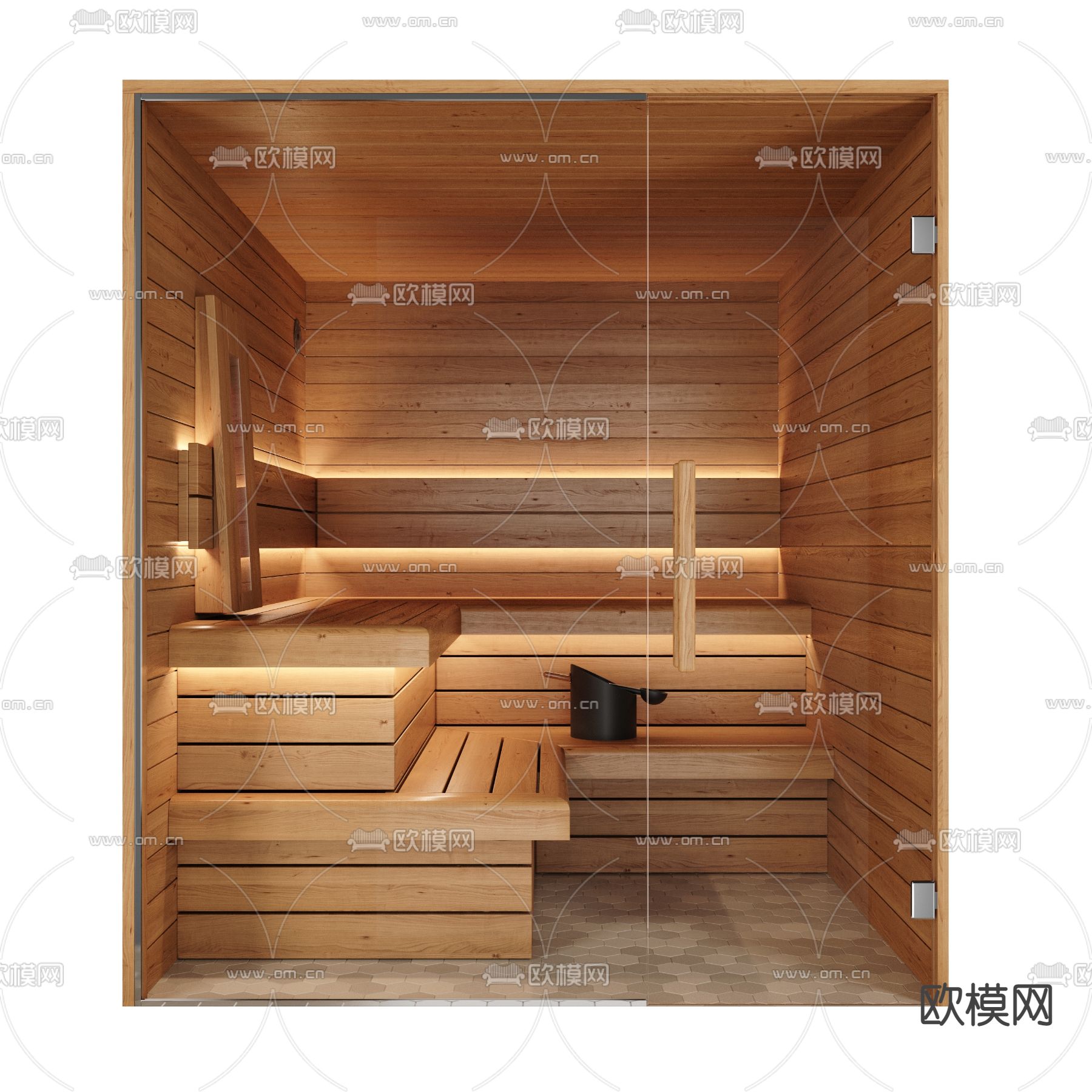 现代桑拿房 汗蒸房3d模型下载（渲染图1）