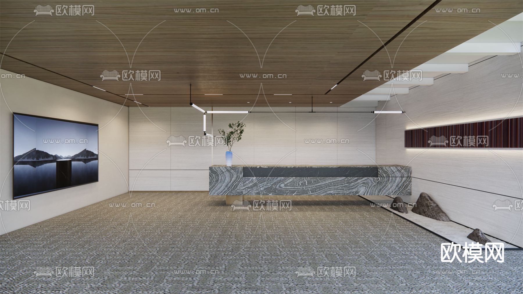 新中式前台大厅su模型下载_ID12202726_sketchup模型下载-欧模网