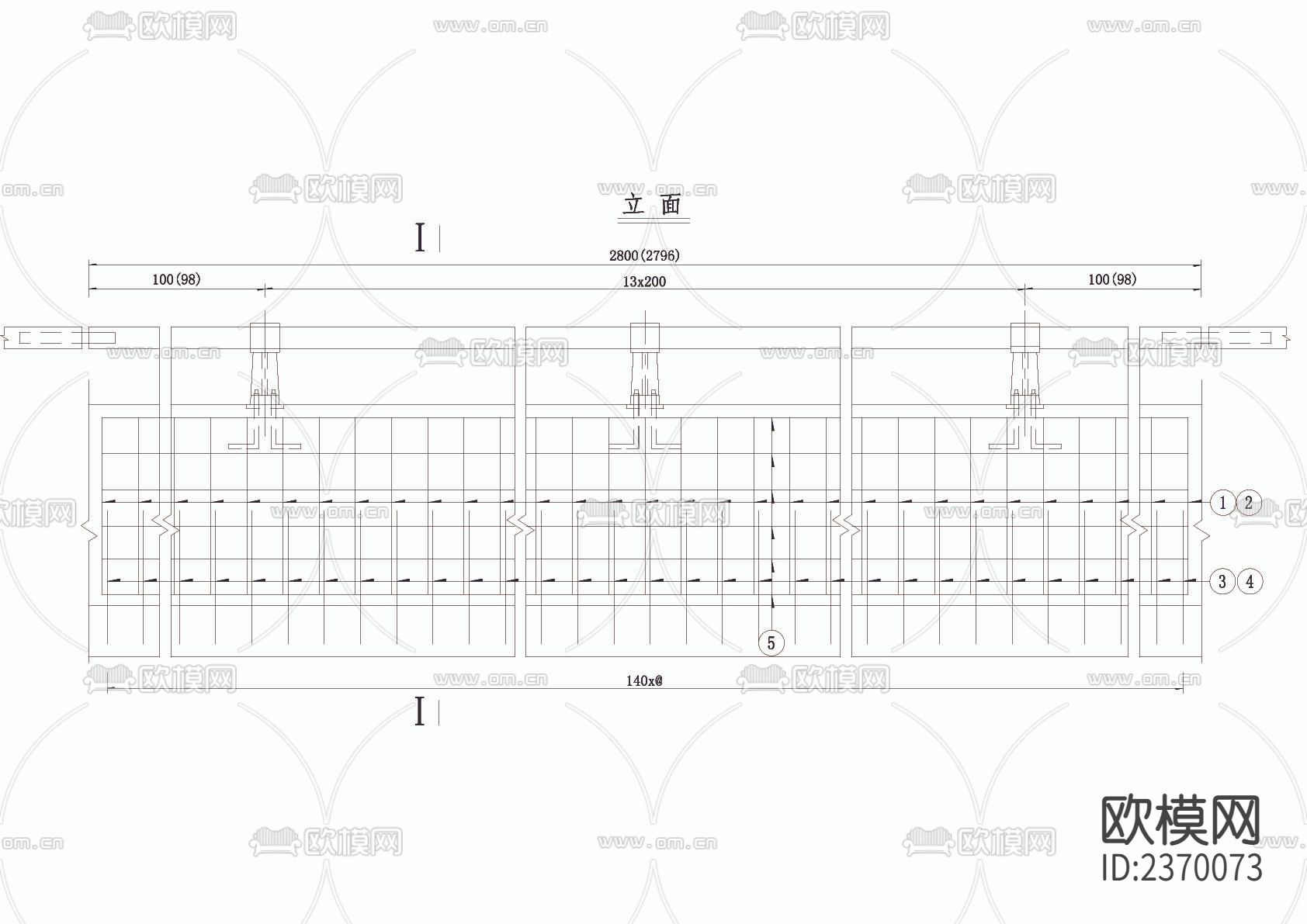 护栏钢筋防撞式CAD节点大样下载（渲染图2）