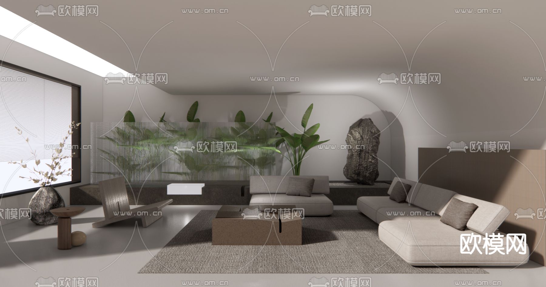 现代客厅su模型下载_ID12201389_sketchup模型下载-欧模网