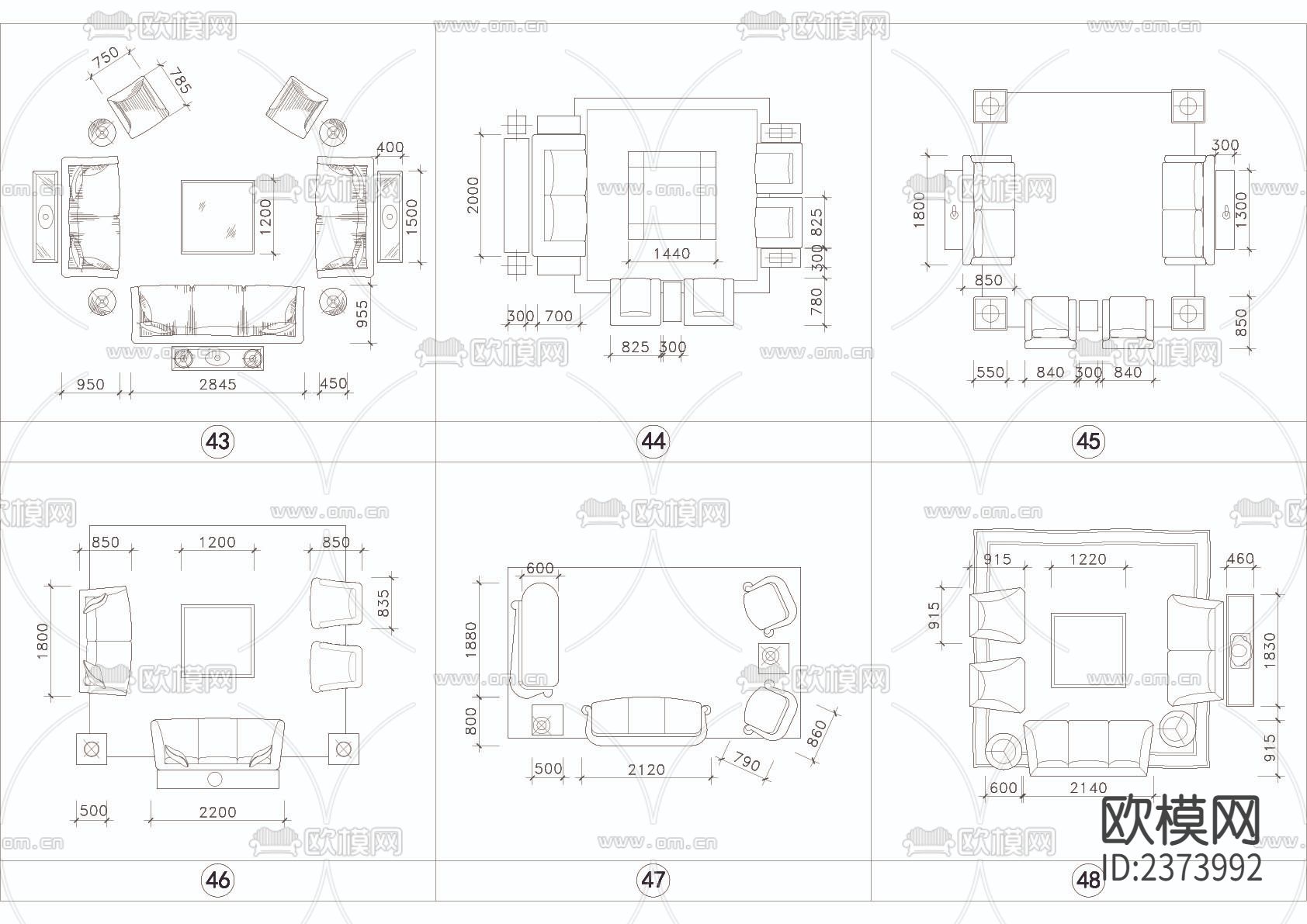 沙发cad立面图库下载（渲染图6）