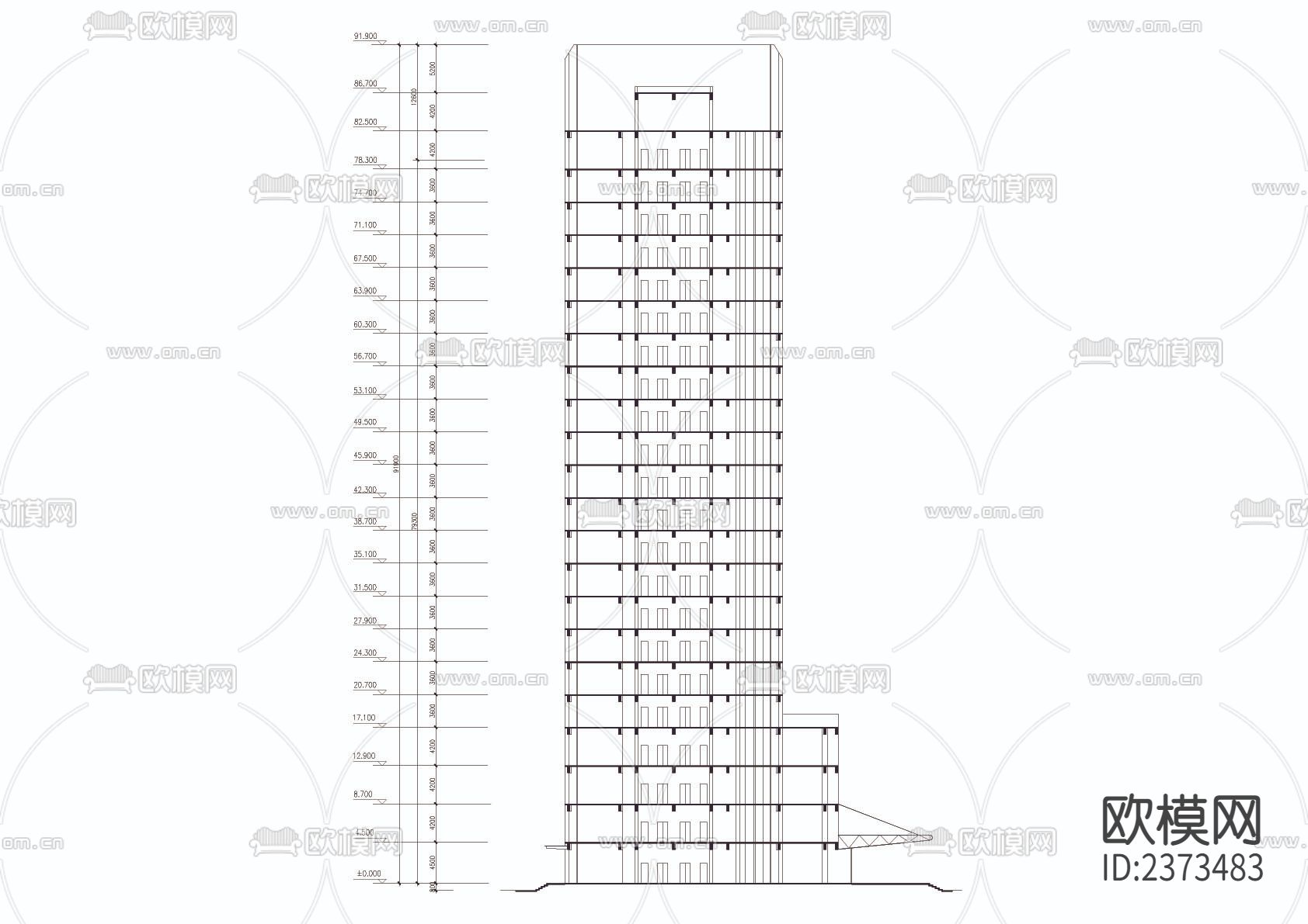 某综合激光研究所办公大楼CAD施工图下载（渲染图8）