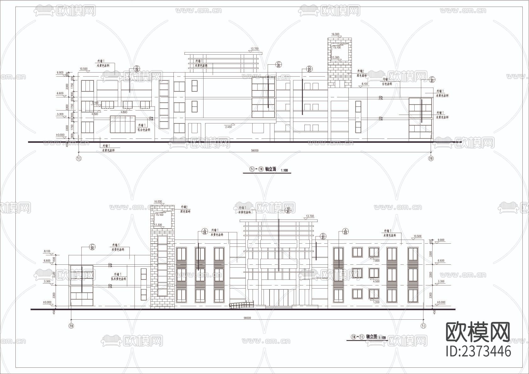 某幼儿园建筑CAD施工图下载（渲染图2）