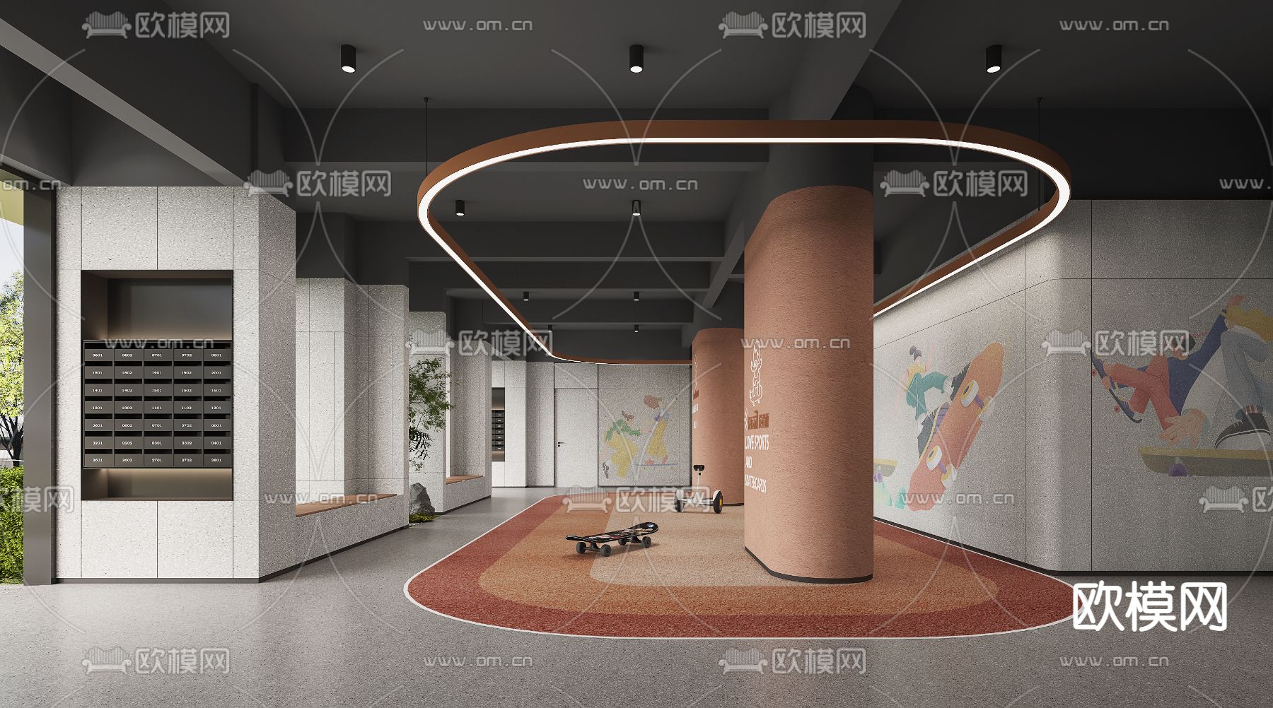 住宅楼公共大堂 活动区3d模型
