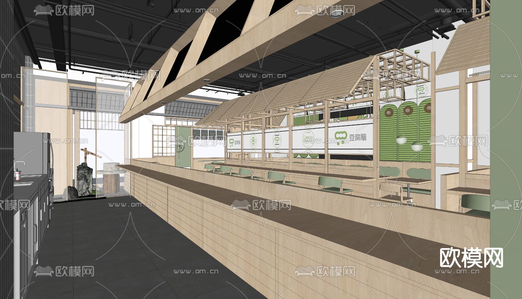 日式料理餐厅su模型
