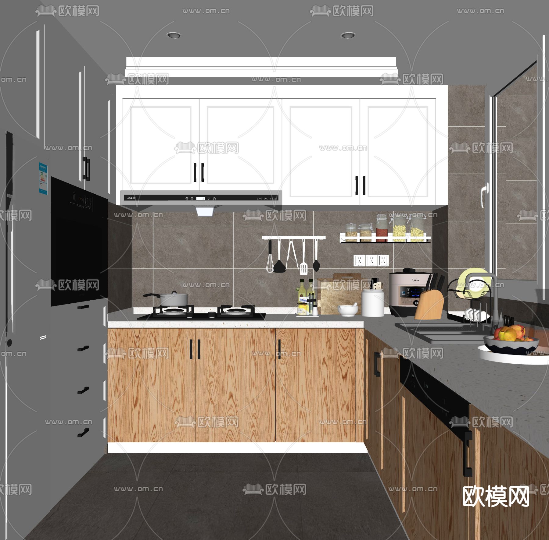 现代厨房su模型