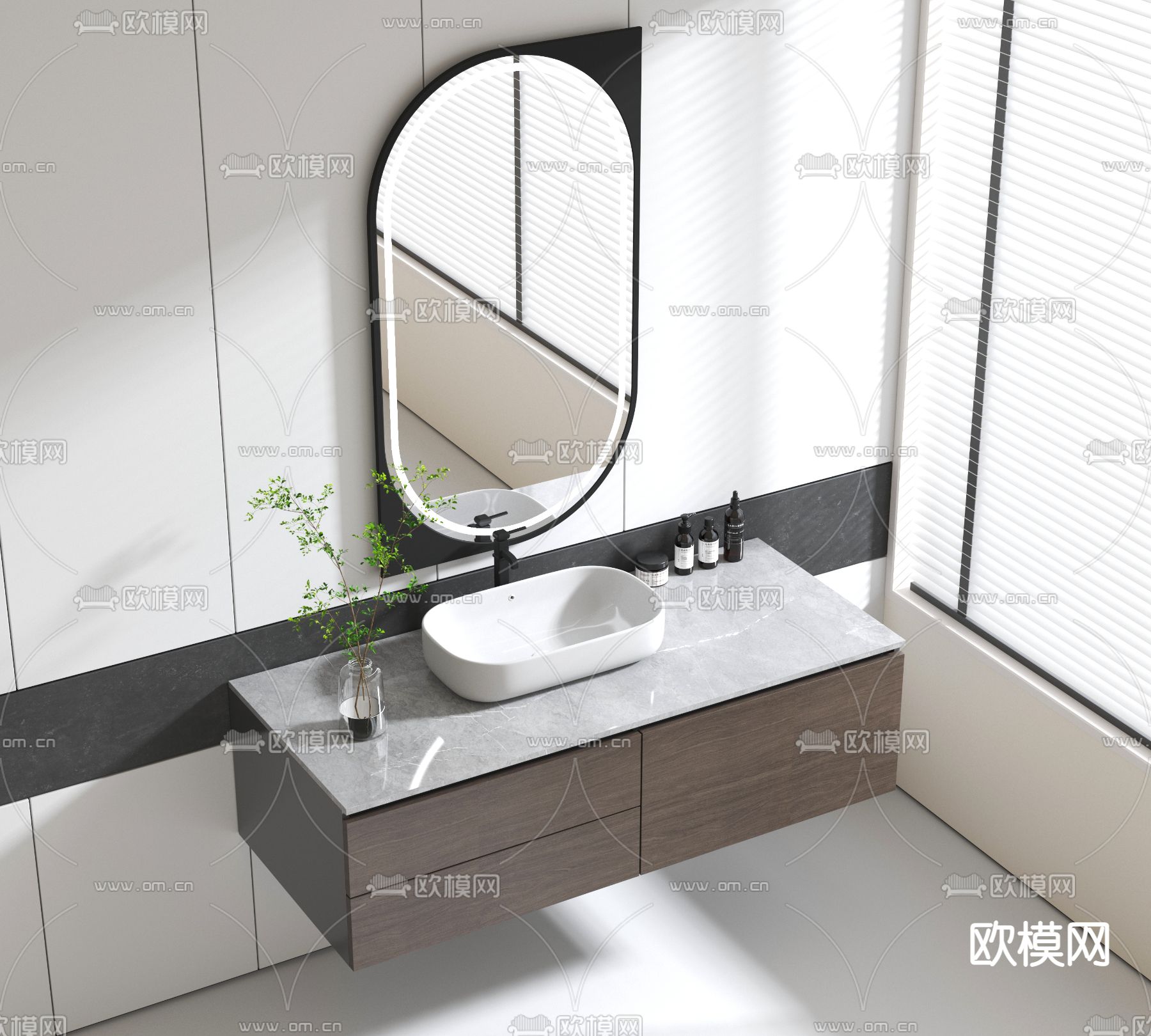 现代卫浴柜 台盆3d模型下载