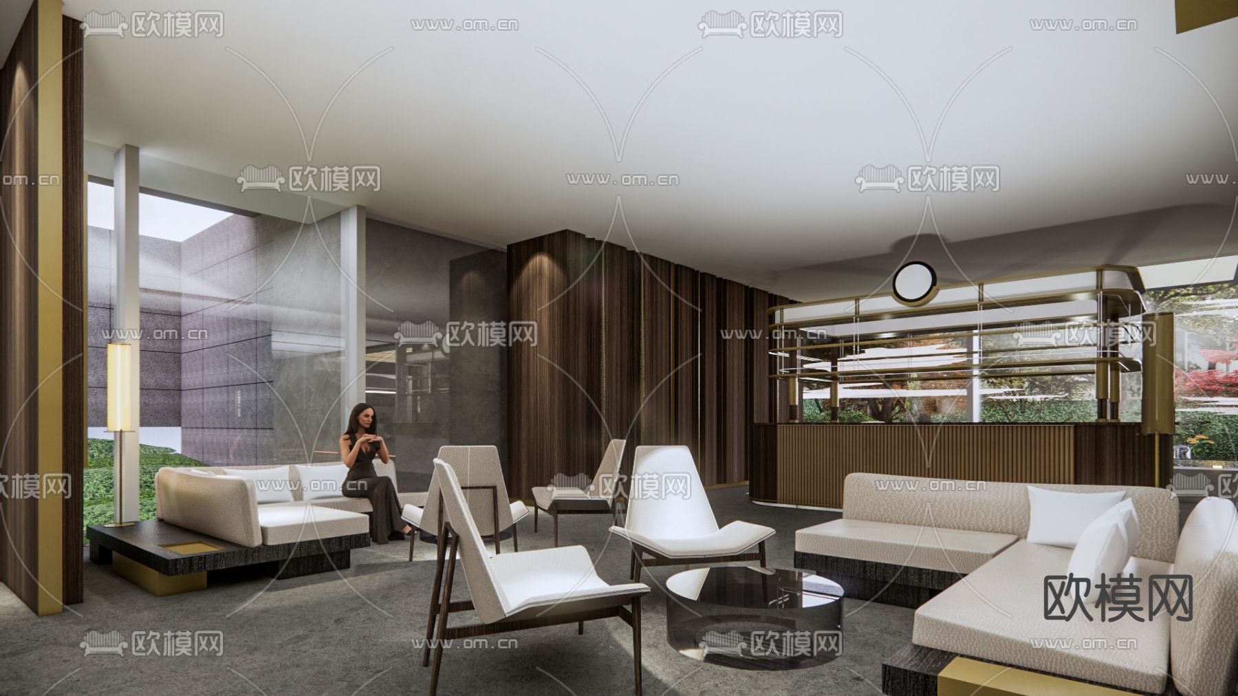 现代豪宅小区园林景观su模型下载（渲染图8）