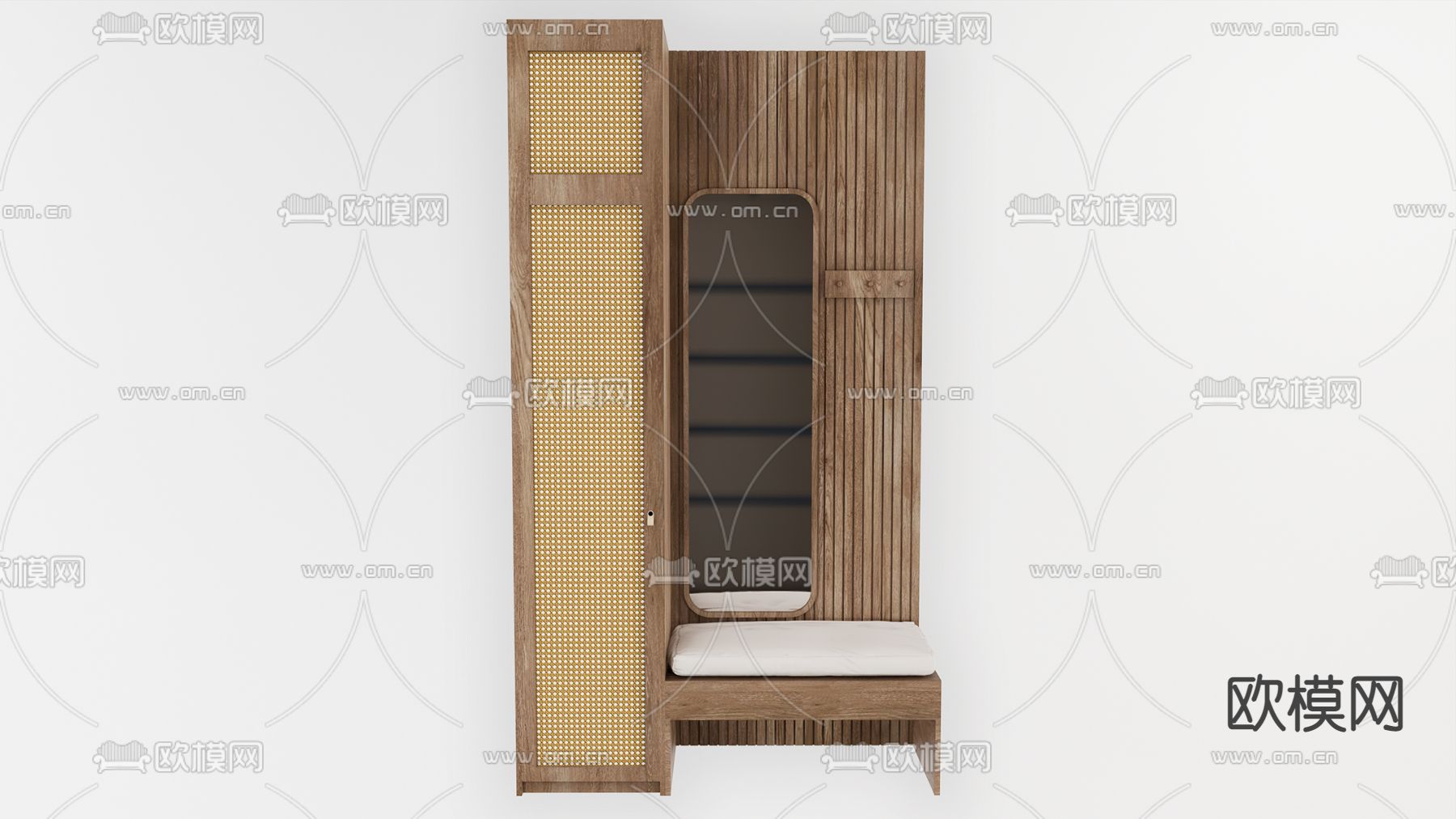 侘寂风藤编鞋柜 鞋帽柜su模型下载（渲染图1）