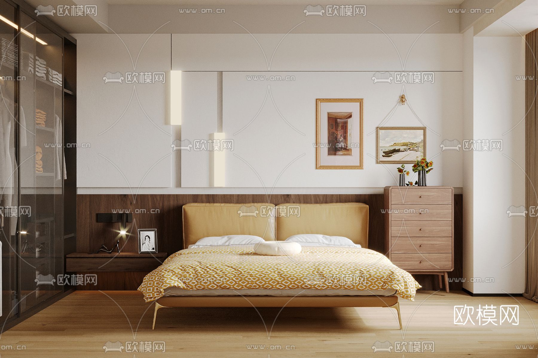 北欧卧室3d模型下载