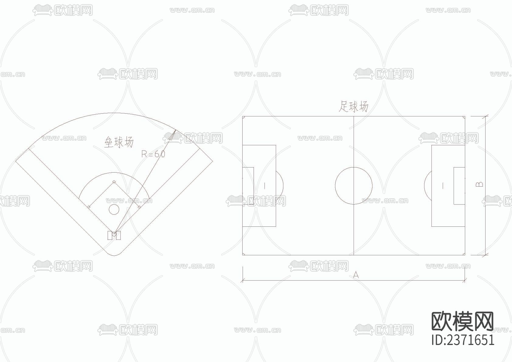 常用运动场CAD图库下载（渲染图3）
