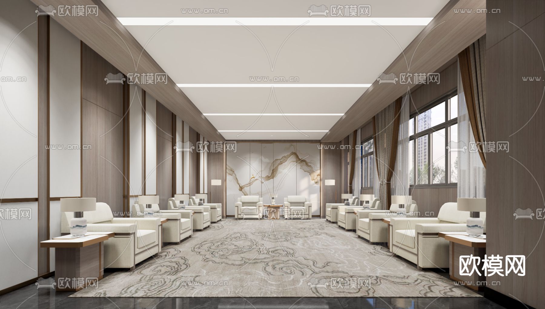 现代接待室 会客厅 贵宾室su模型下载_ID12202271_sketchup模型下载-欧模网