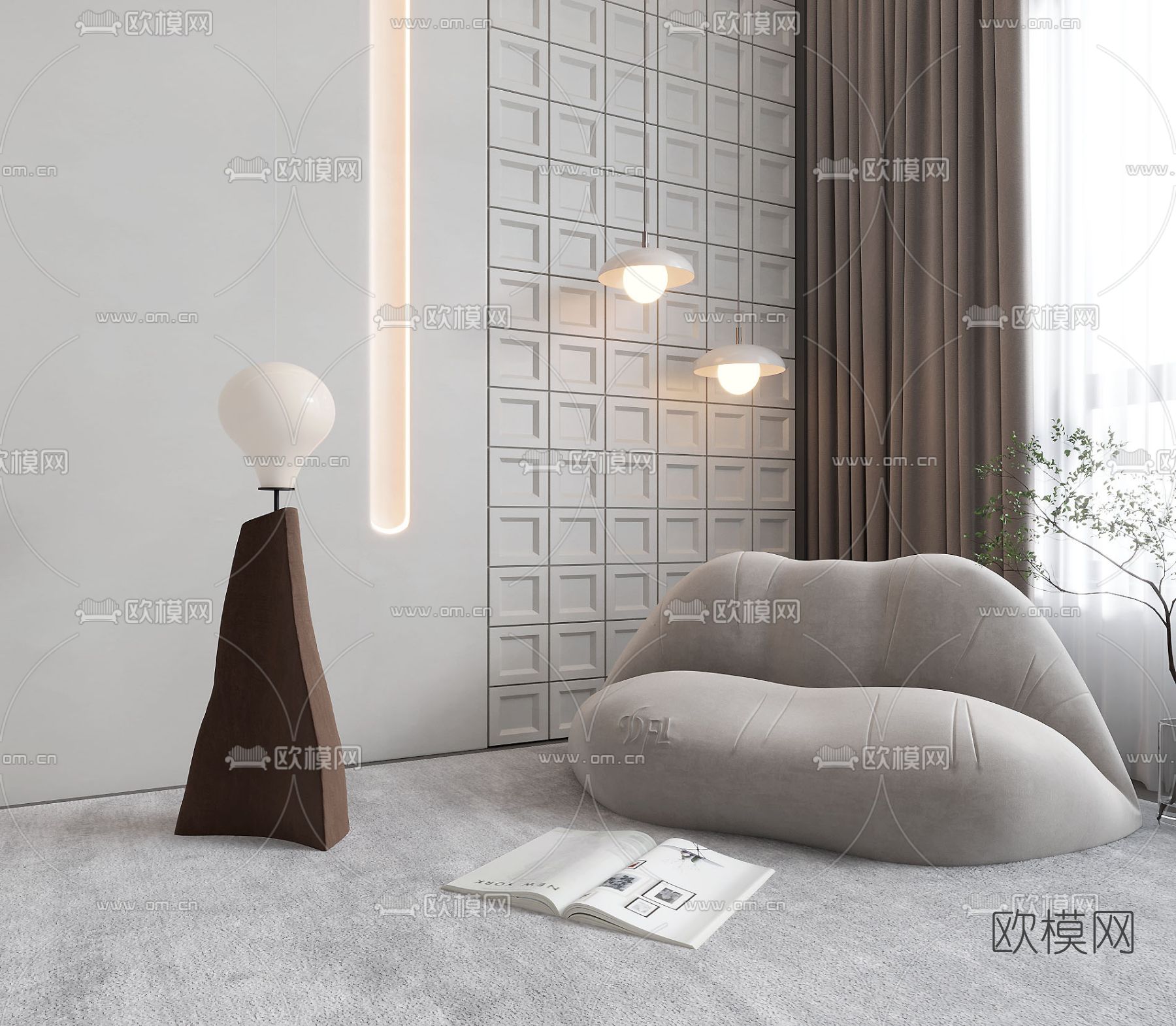 现代懒人沙发3d模型下载