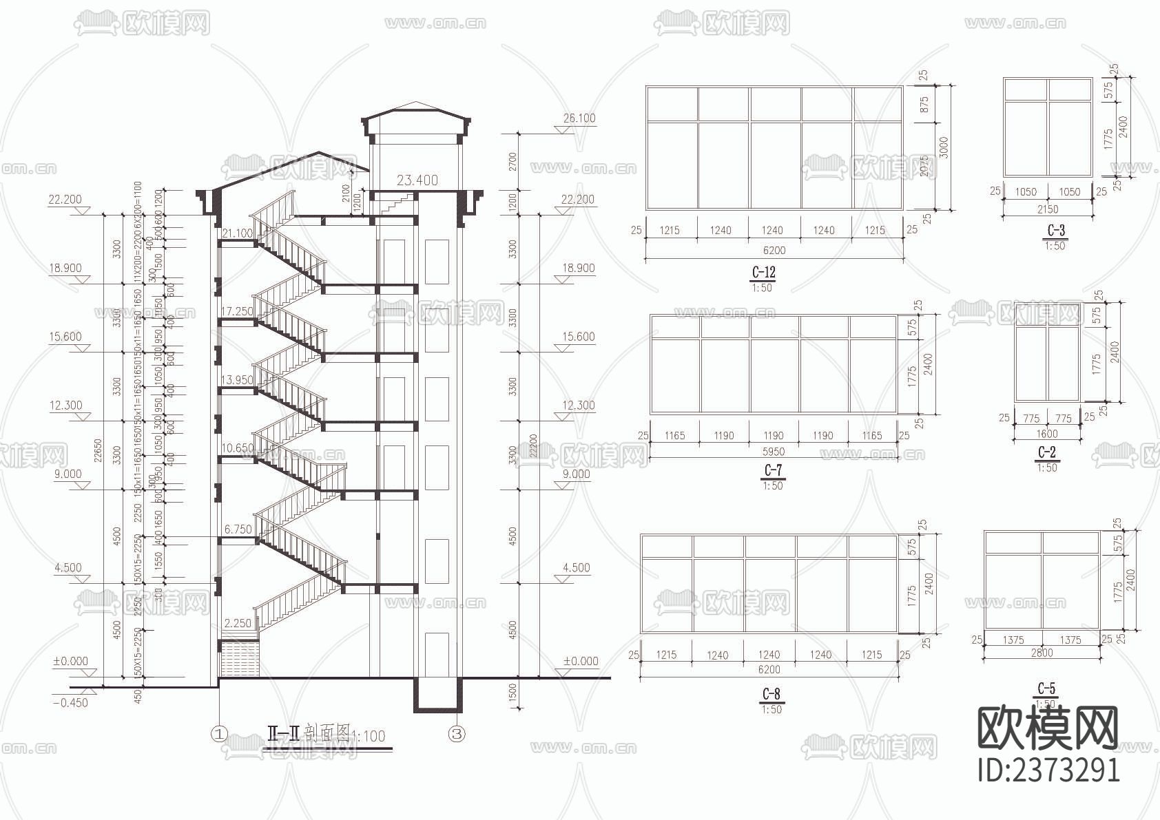 某旅馆大楼CAD施工图下载（渲染图2）