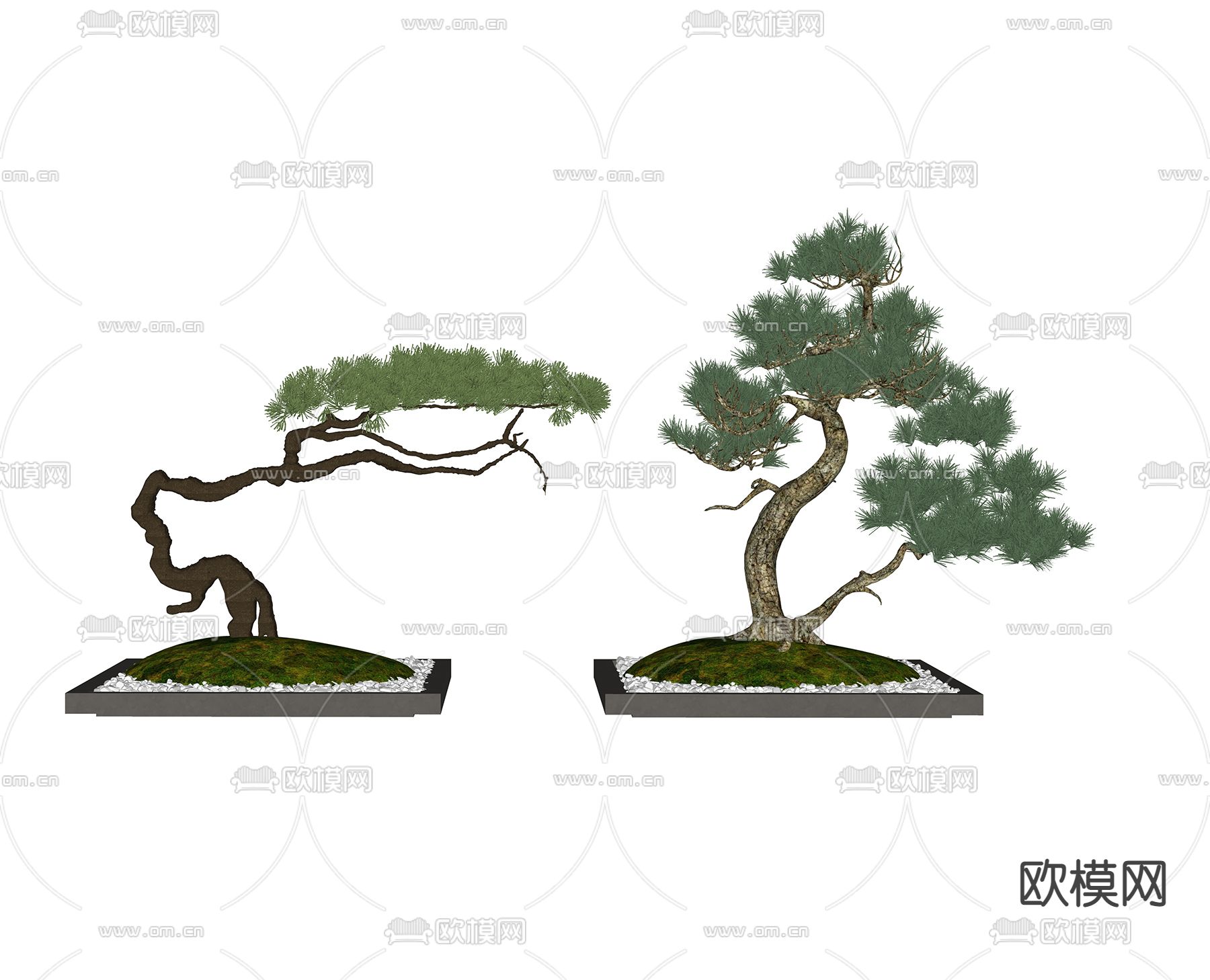 新中式松树su模型下载（渲染图2）