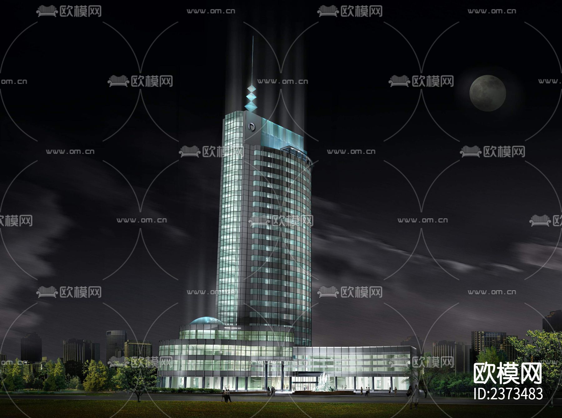 某综合激光研究所办公大楼CAD施工图下载（渲染图2）