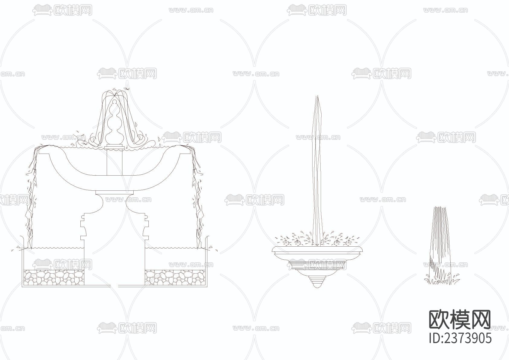 喷泉屋脊cad图库下载（渲染图2）