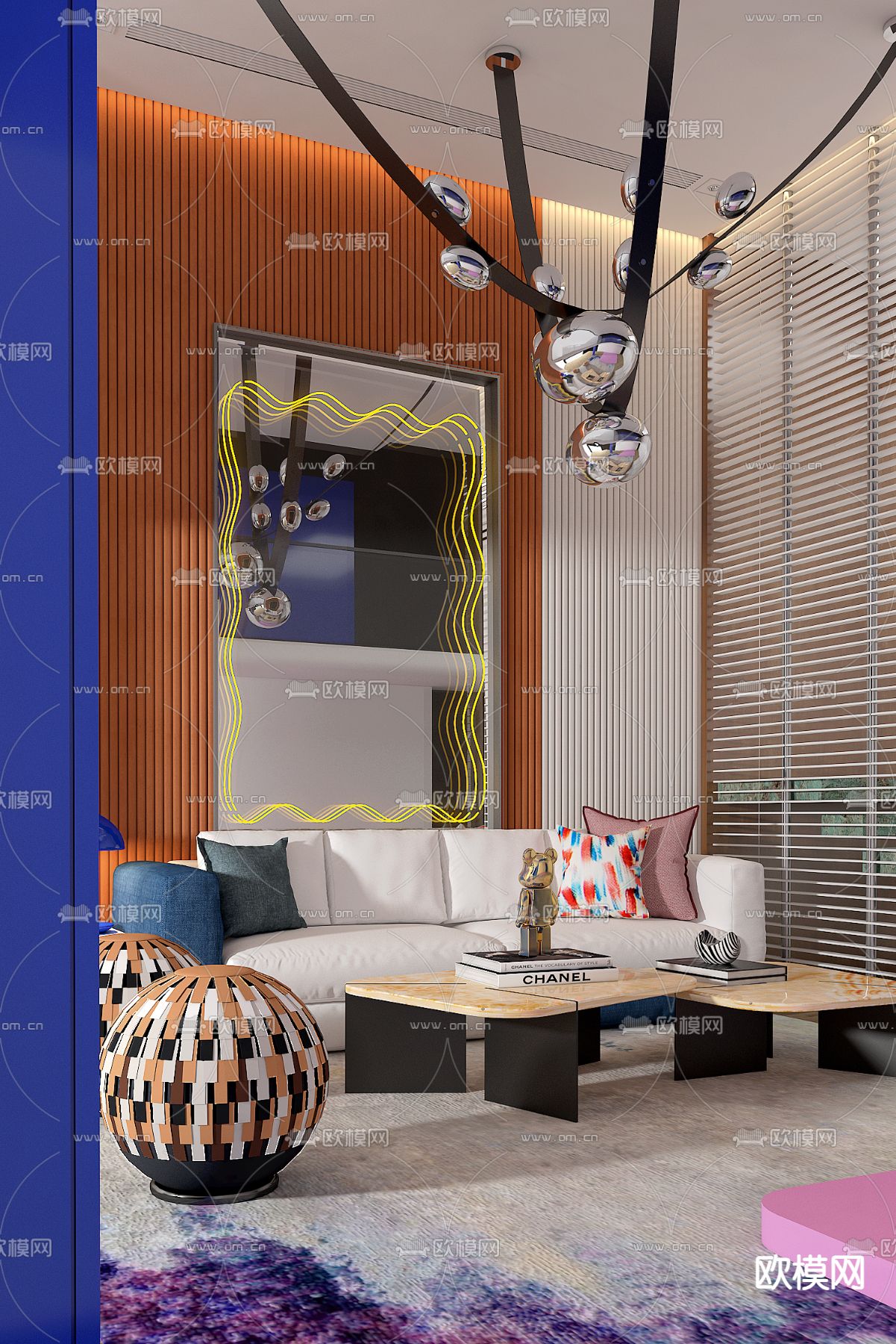 安奥拉设计 孟菲斯风客厅3d模型下载