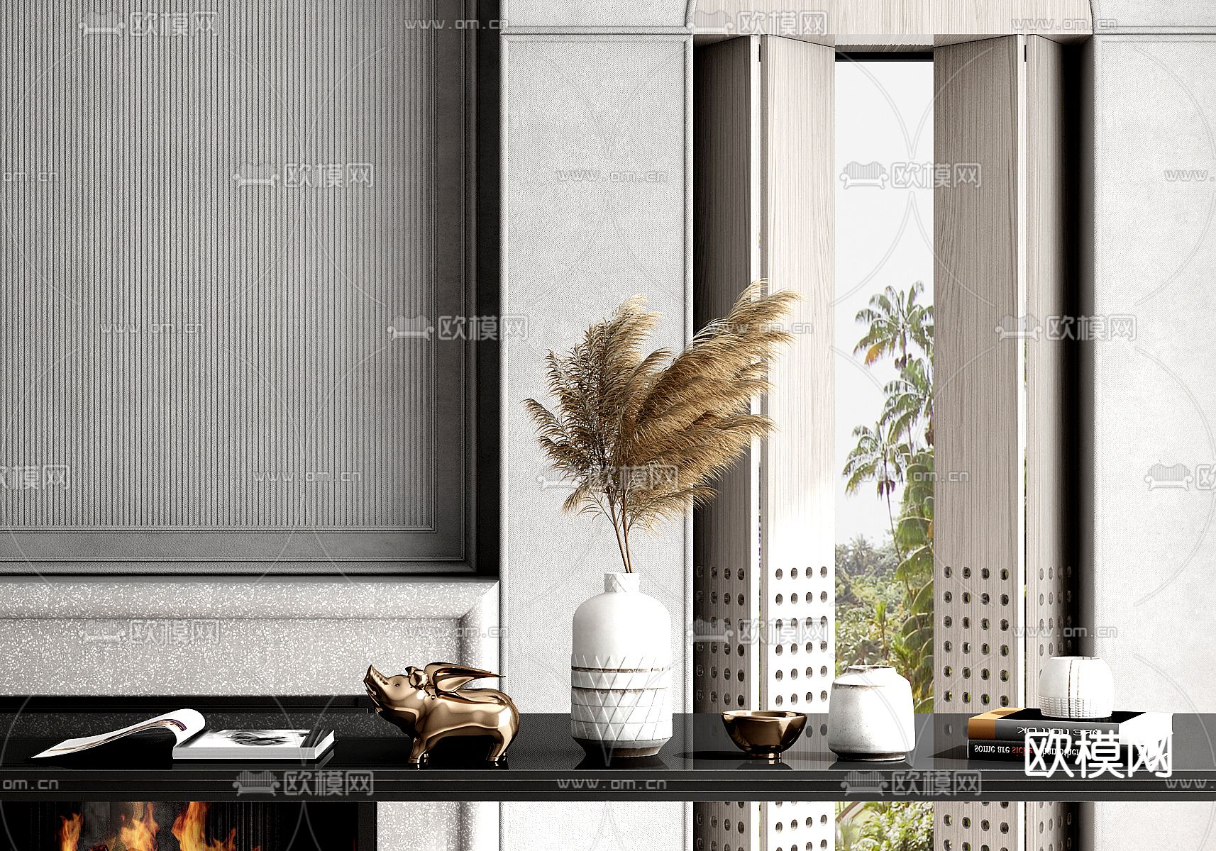 书籍 花瓶花艺 雕塑摆件3d模型下载