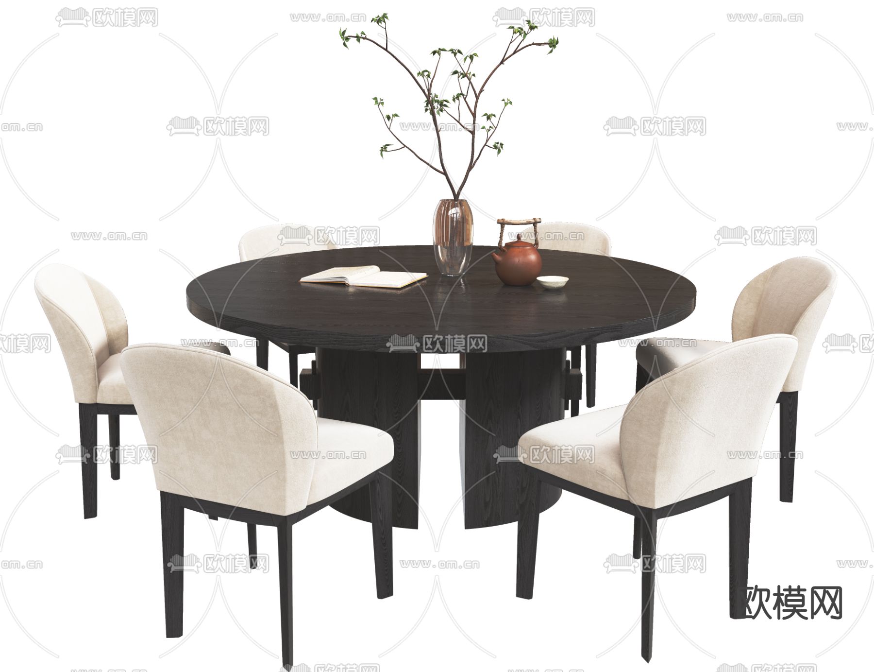 MISSANA 现代圆形餐桌椅3d模型下载