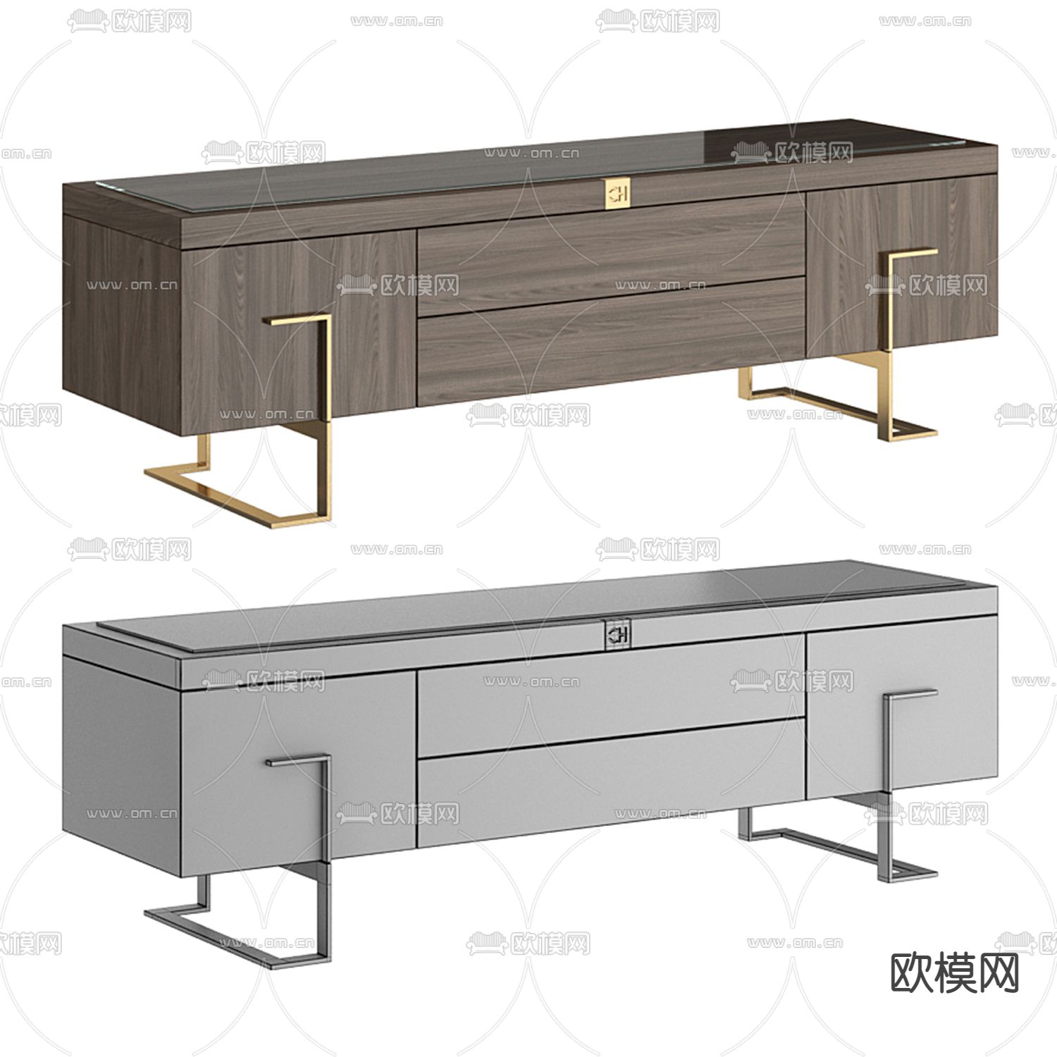 B&B italia 电视柜 床头柜3d模型下载（渲染图3）