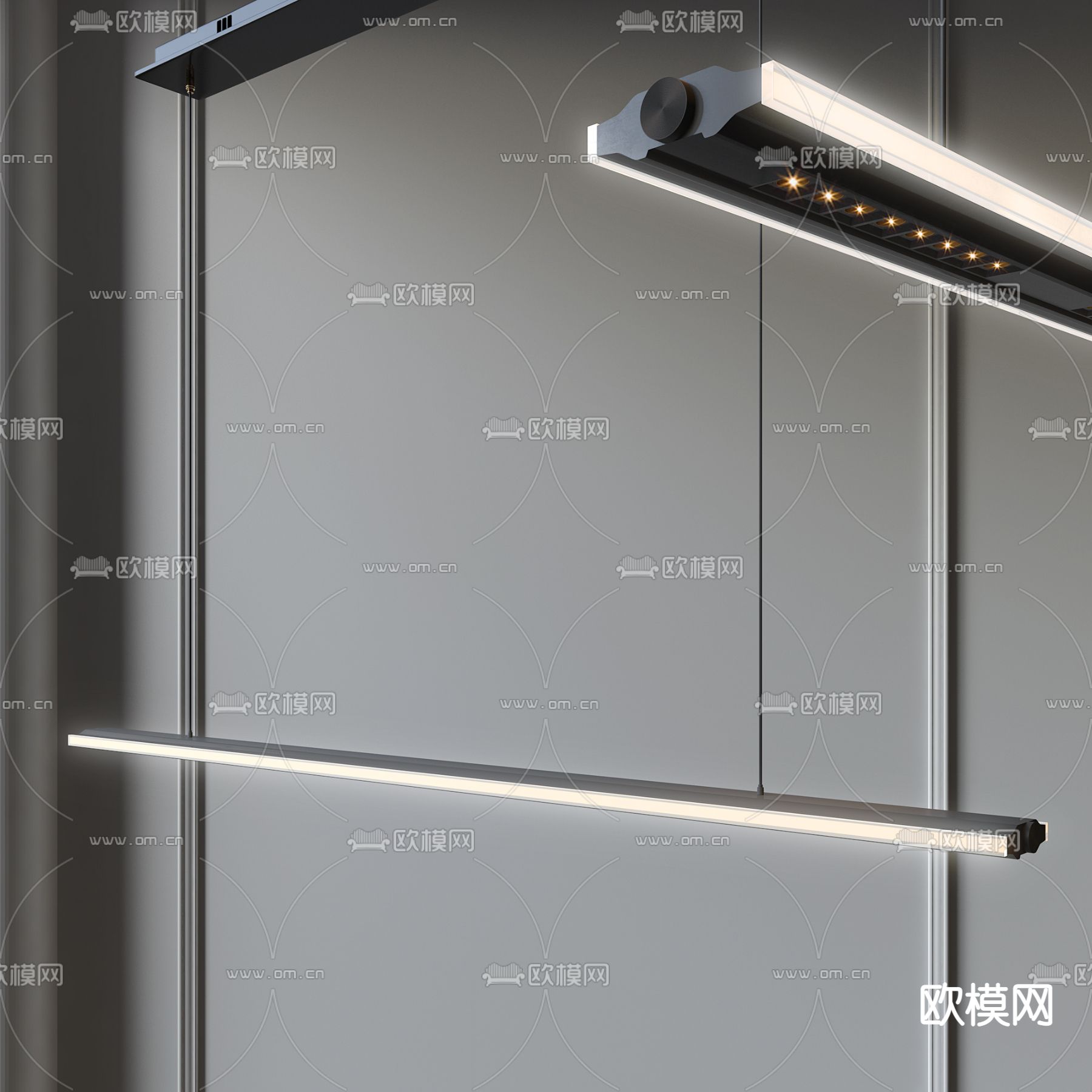 办公吊灯 条形吊灯3d模型下载