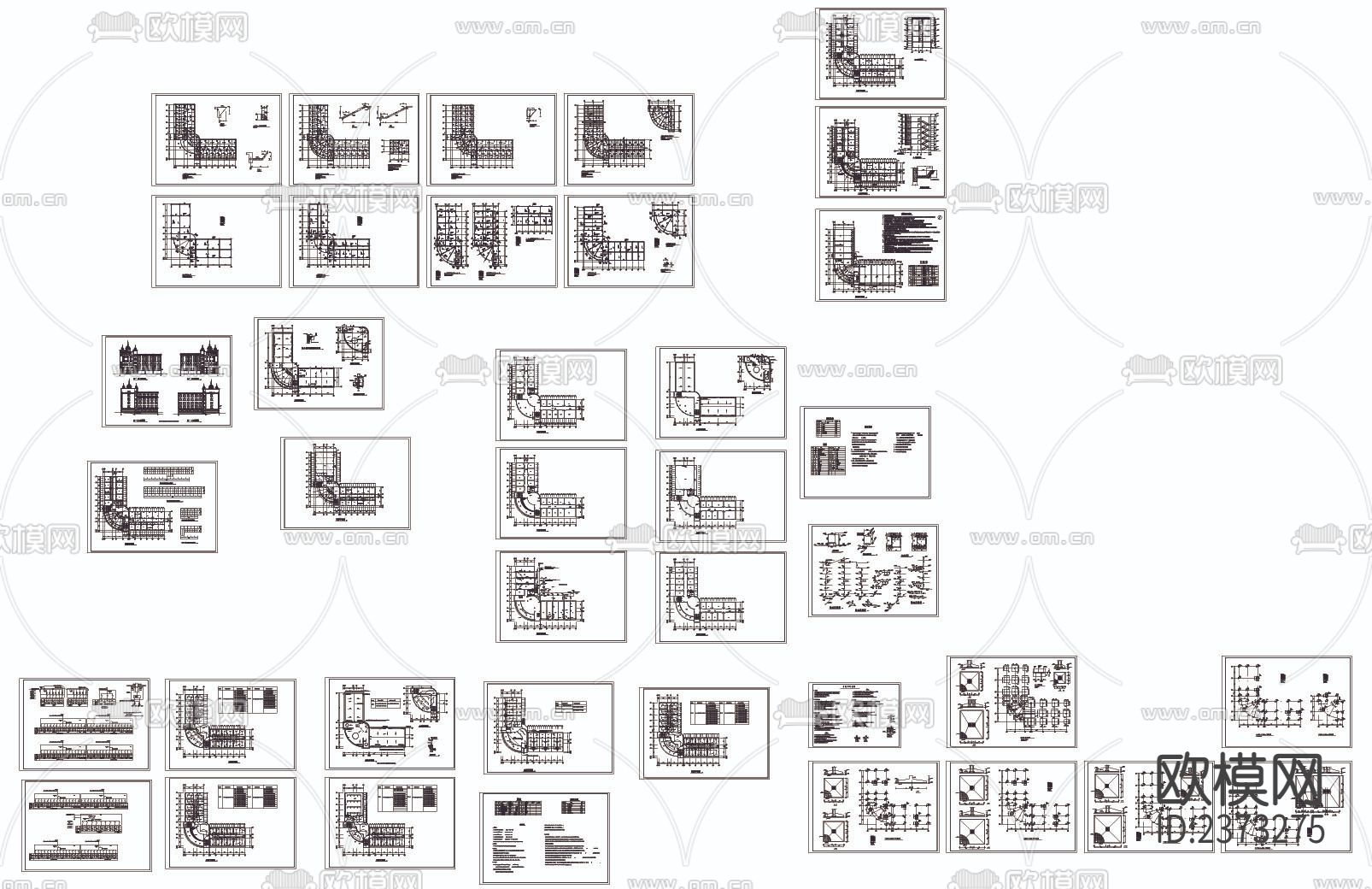 办公楼CAD施工图下载（渲染图1）